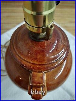 Vtg. McCoy art pottery lamp ginger jar style, brown