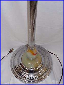 Vtg Metal Pole Lamp Floor Light Art Deco Industrial Steampunk Machine Age Mcm
