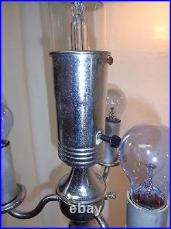 Vtg Metal Pole Lamp Floor Light Art Deco Industrial Steampunk Machine Age Mcm