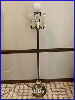 Vtg Mid Century Art Nouveau Brass Floor Lamp With Three-Way and Trio Switches