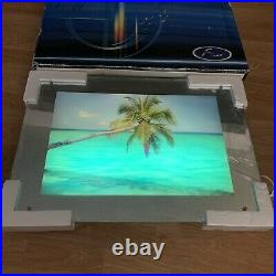 Vtg Motion Light Up Framed Beach Coconut Palm Picture Art Wave's Sound 25x18
