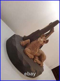 Vtg Ooak Hippy Psychedelic Unicorn Driftwood Slab Magic Llama Art Statement Lamp