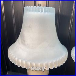 Vtg PAIR 20-30's Art Deco White Frosted Glass Boudoir Table Lamps