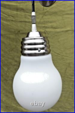 Vtg POP ART LIGHT BULB Shape Glass Lamps Set of 3 Swag HANGING Pendant Light