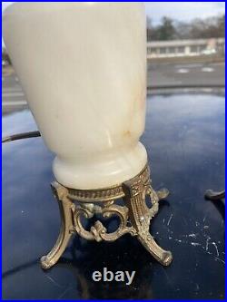 Vtg Pair Alabaster Art Deco Marble Dresser Lamp Urn 1920s Spelter Bases