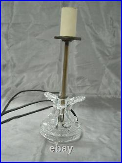 Vtg Pair of Art Deco Clear Feather or Leaves Glass Electric Lamp Table Bedroom