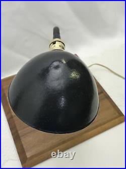Vtg RESTORED Industrial Desk Lamp Art Deco Adjustable Arm Gooseneck Brass, Black