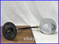 Vtg RESTORED Industrial Desk Lamp Art Deco Adjustable Arm Gooseneck Brass, Black