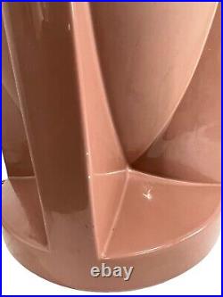 Vtg Table Lamp 80s Post Modern Memphis Pink Mauve Art Deco Revival Sculptural