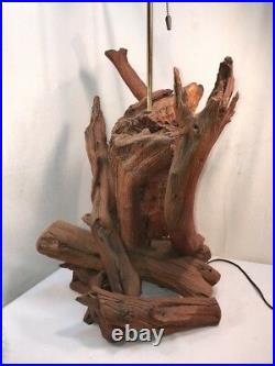Vtg UNIQUE Driftwood Art Electric Table Lamp Mountain Man Cabin Country Decor