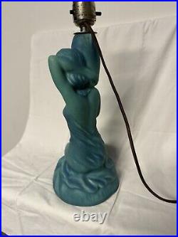 Vtg Van Briggle Ceramic Art Pottery Lamp Blue Damsel Damascus Butterfly Shade