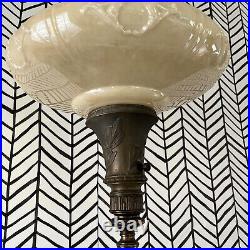 Vtg Victorian Art Nouveau Floor Lamp w Imported Onyx Base Globe Shade Works 66