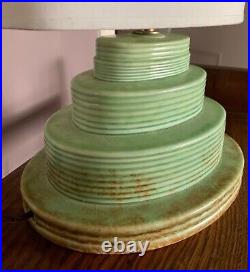 WEDGWOOD Ceramic TABLE LAMP 1930s Vintage PURE ART DECO plus Lamp Shade