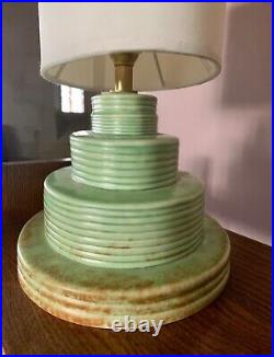 WEDGWOOD Ceramic TABLE LAMP 1930s Vintage PURE ART DECO plus Lamp Shade