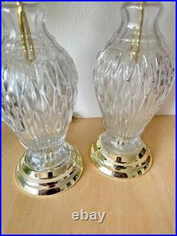 Waterford Crystal & Brass Table Lamp Vintage LOT Mid Century Modern Art Deco
