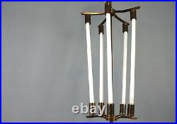Xl German Vintage Brass Art Deco Bauhaus Kaiser Neon Chandelier Lamp 30's 40's