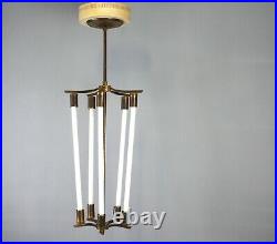Xl German Vintage Brass Art Deco Bauhaus Kaiser Neon Chandelier Lamp 30's 40's